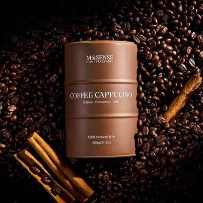 M&SENSE Coffee Cappucina Soy Wax Candle – 21.2oz, 120h Burn, Gift Box