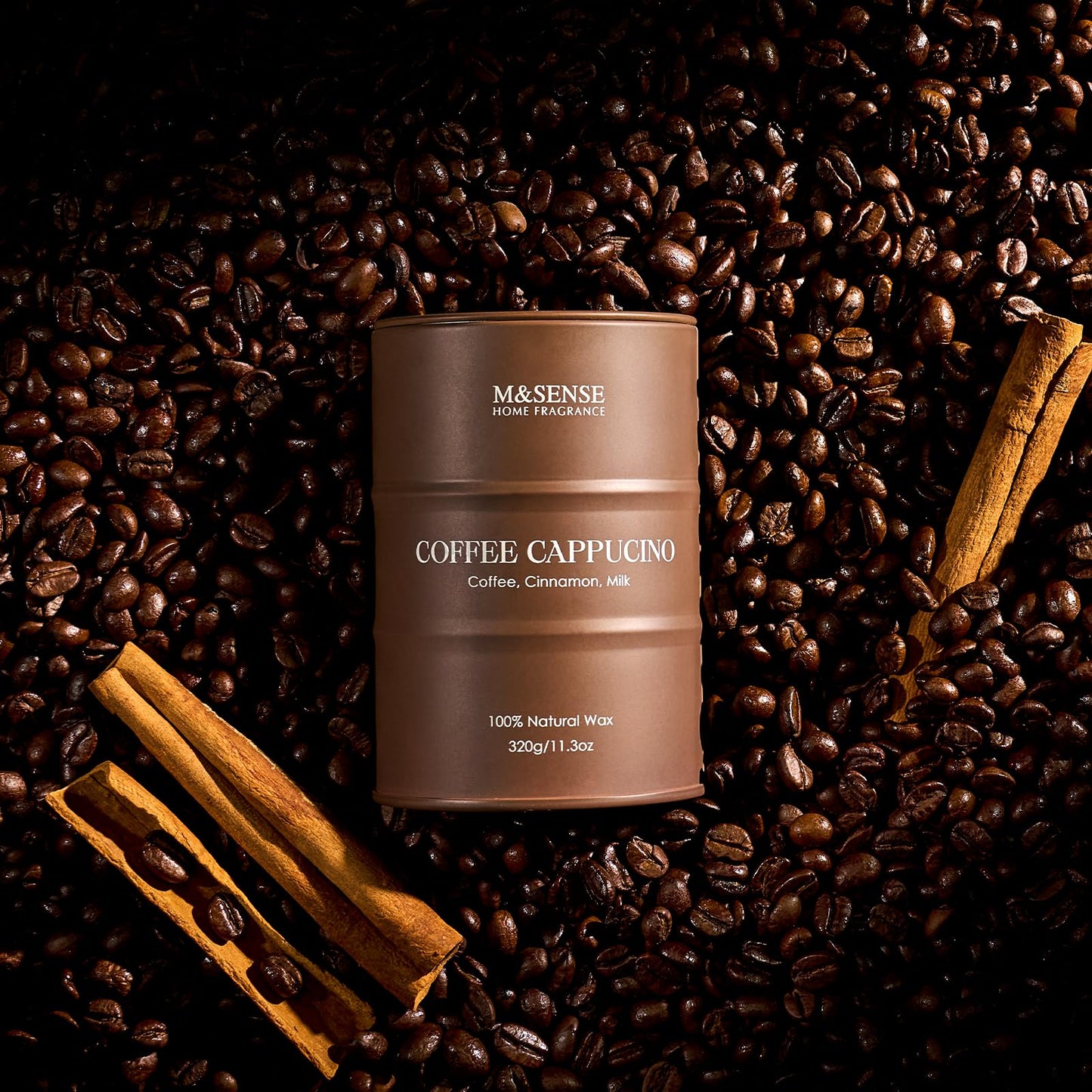 M&SENSE Coffee Cappucina Soy Wax Candle 11.3oz | 60-70h Burn Time