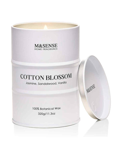 M&SENSE Cotton Blossom Scented Candle – Natural Soy Blend, Aromatherapy for Relaxation (100–120h Burn)