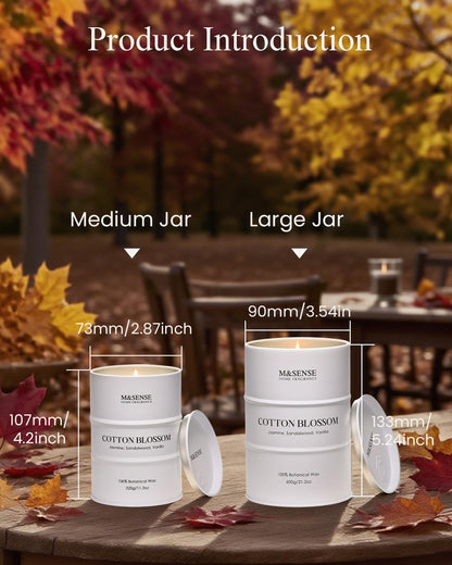 M&SENSE Cotton Blossom Scented Candles - Large 21.6oz Natural Soy Wax, 120-Hour Burn Time