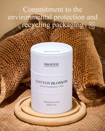 M&SENSE Cotton Blossom Scented Candles - Large 21.6oz Natural Soy Wax, 120-Hour Burn Time
