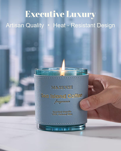 M&SENSE Green Floral Musky Scented Candles – 10oz Vegan Soy Wax, 42-Hour Burn Time