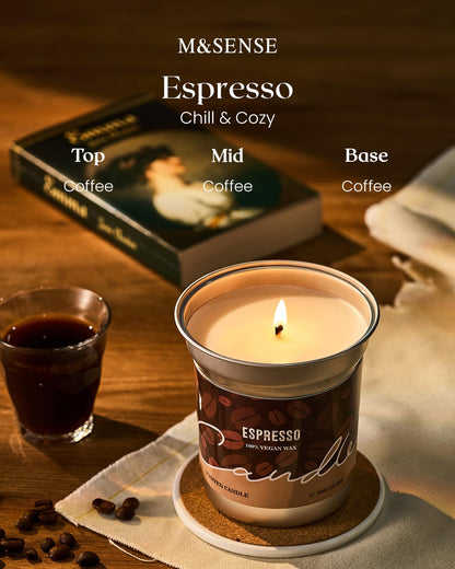 M&SENSE Espresso Candles – Black Coffee Scent, 16.2oz Soy Wax