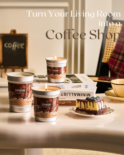 M&SENSE Espresso Candles – Black Coffee Scent, 16.2oz Soy Wax