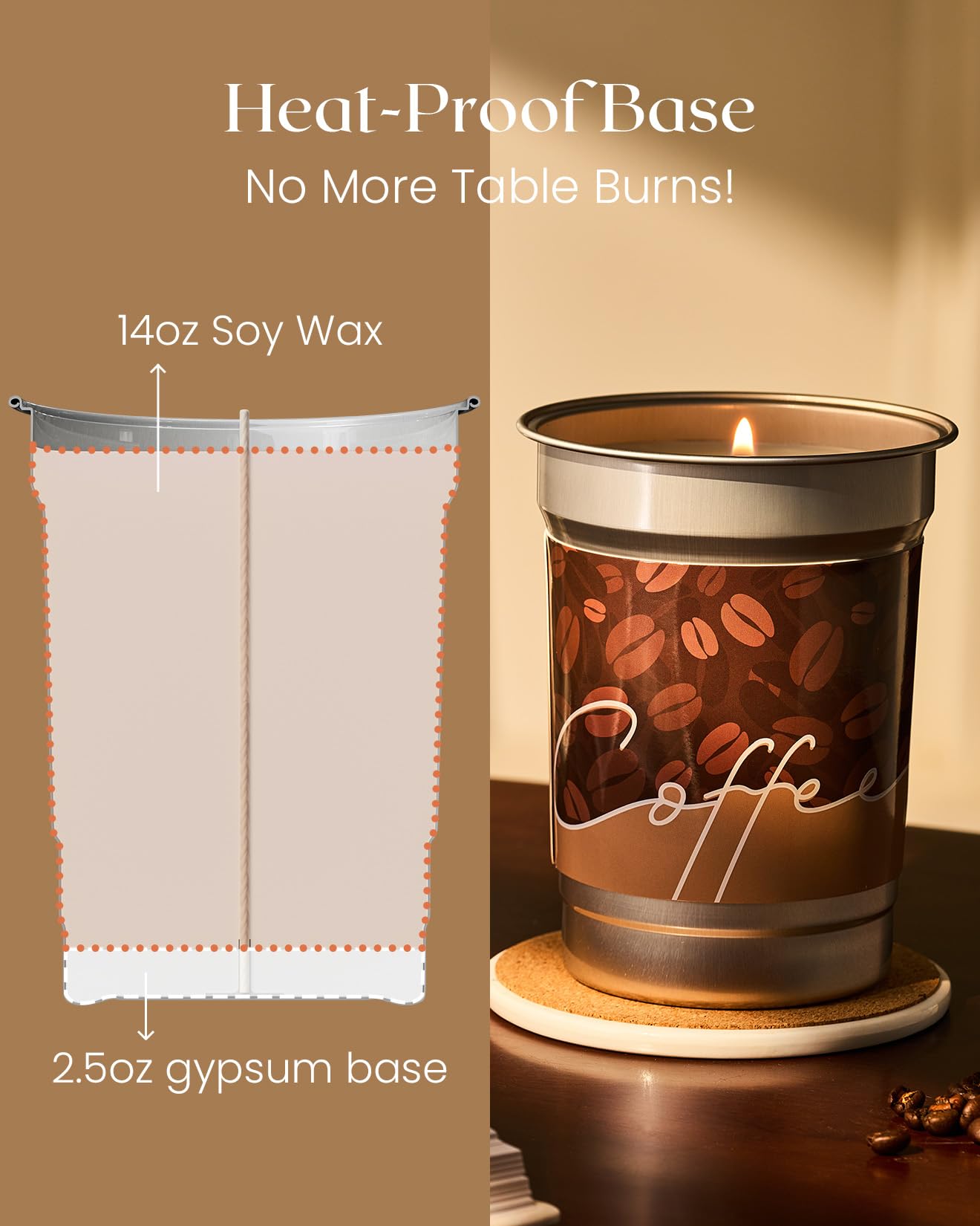 M&SENSE Espresso Candles – Black Coffee Scent, 16.2oz Soy Wax