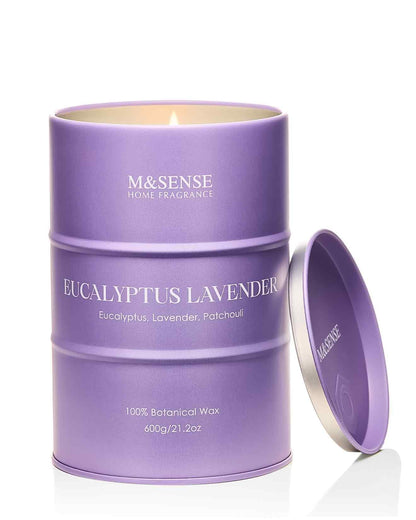 M&SENSE Eucalyptus Lavender Scented Candles – 21.2oz Natural Soy, 120-Hour Burn