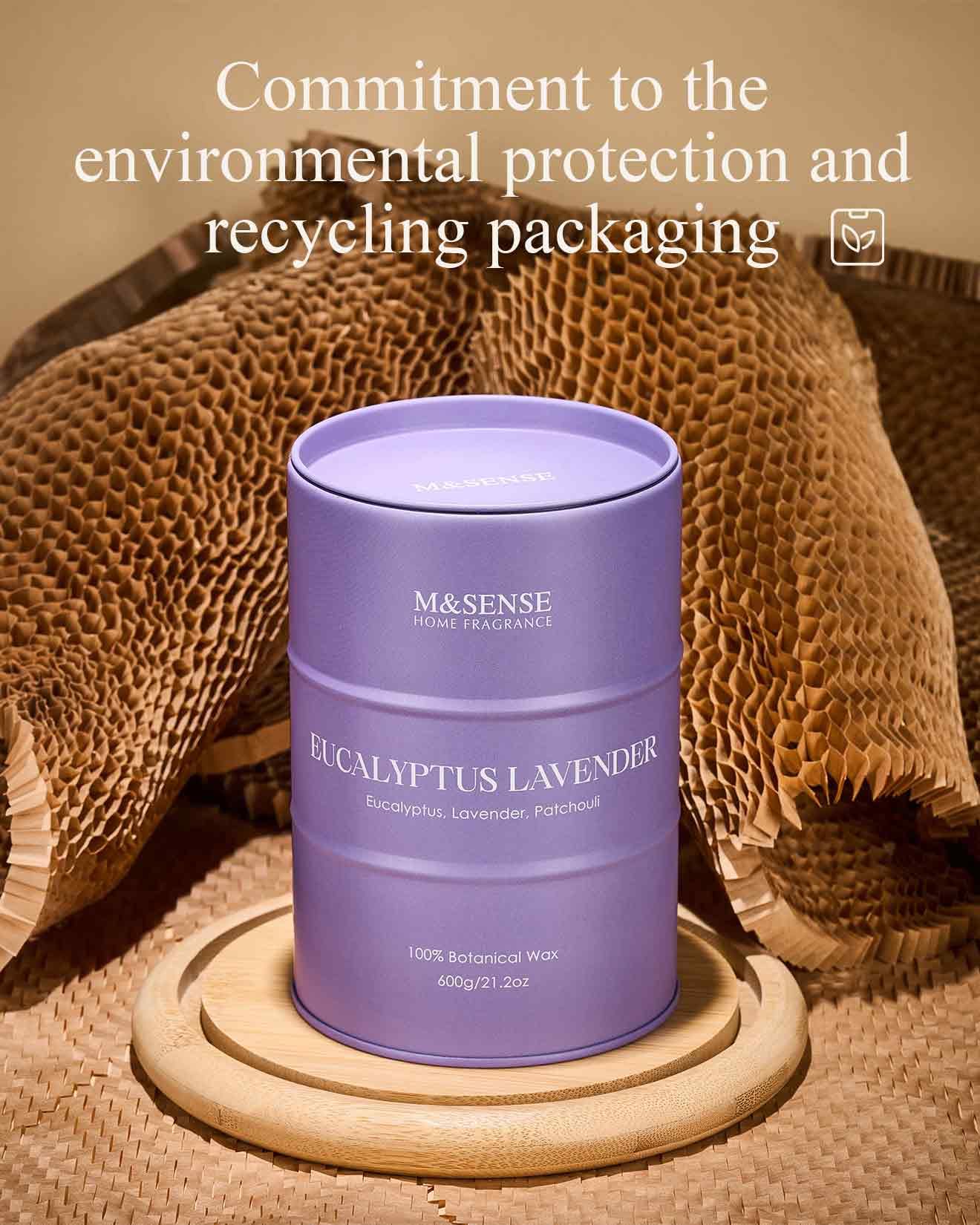M&SENSE Eucalyptus Lavender Scented Candles – 21.2oz Natural Soy, 120-Hour Burn