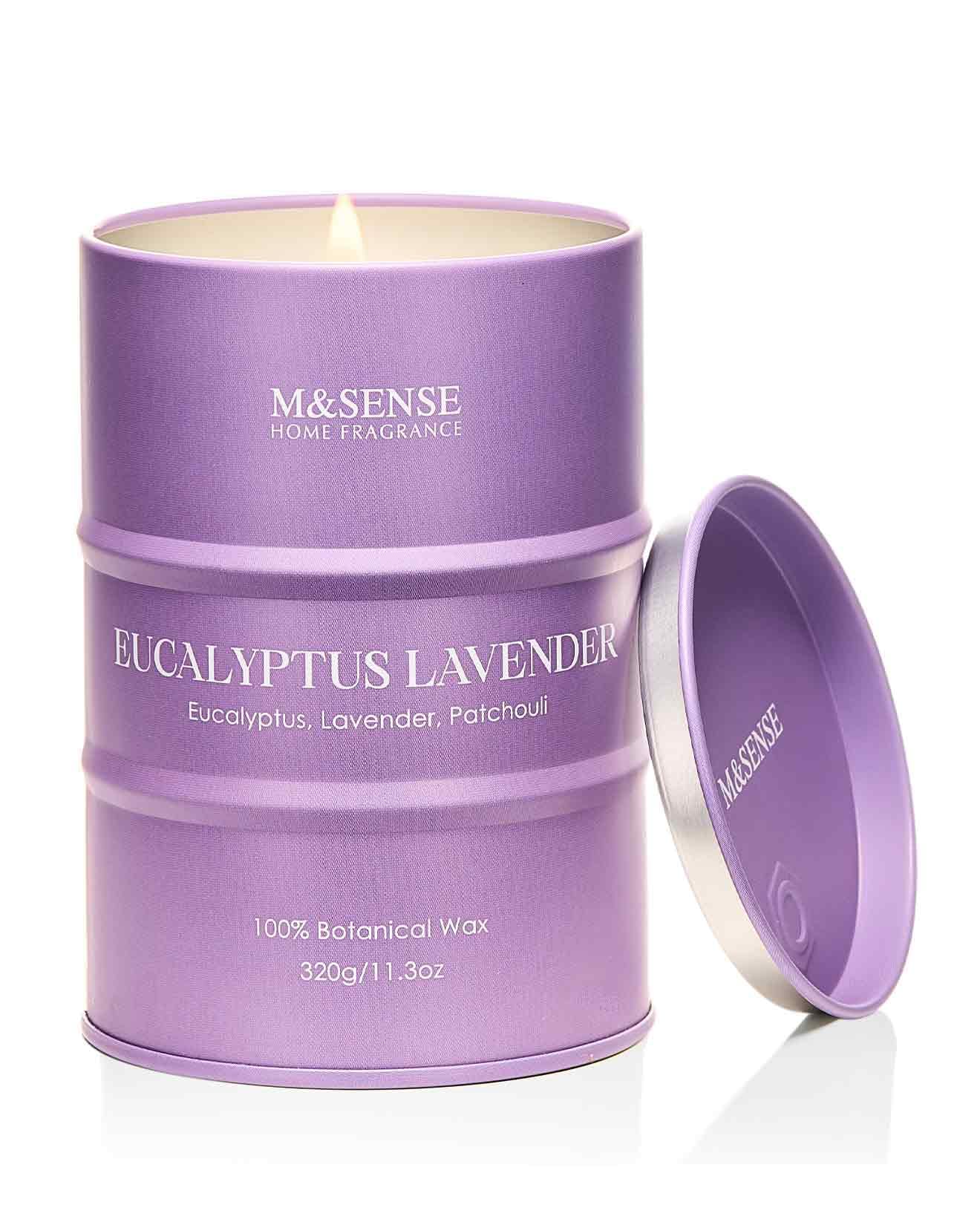 M&SENSE Eucalyptus Lavender Scented Candle – Natural Non-Toxic Soy Blend, 11.3oz, 70 Hour Burn