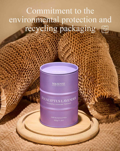 M&SENSE Eucalyptus Lavender Scented Candle – Natural Non-Toxic Soy Blend, 11.3oz, 70 Hour Burn
