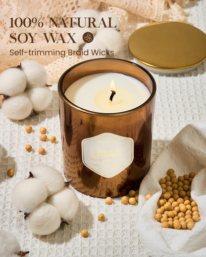 M&SENSE Fireside Flurries Candle - 11.3oz Smoky Sandalwood, 70 Hours Burn Time | Natural Soy Wax, Non-Toxic
