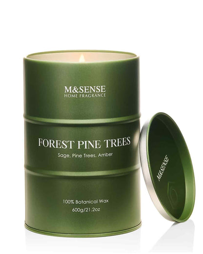 M&SENSE Frosted Pine Scented Candle – 21.2oz Natural Soy, 120-Hour Slow Burn