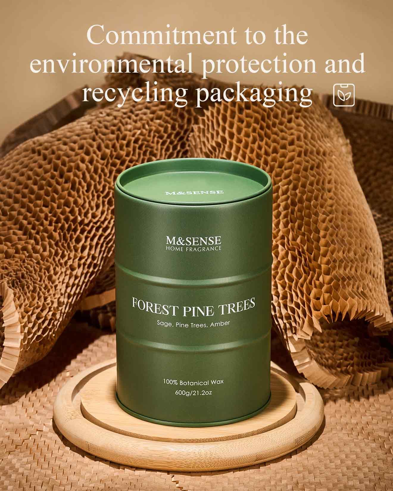 M&SENSE Frosted Pine Scented Candle – 21.2oz Natural Soy, 120-Hour Slow Burn