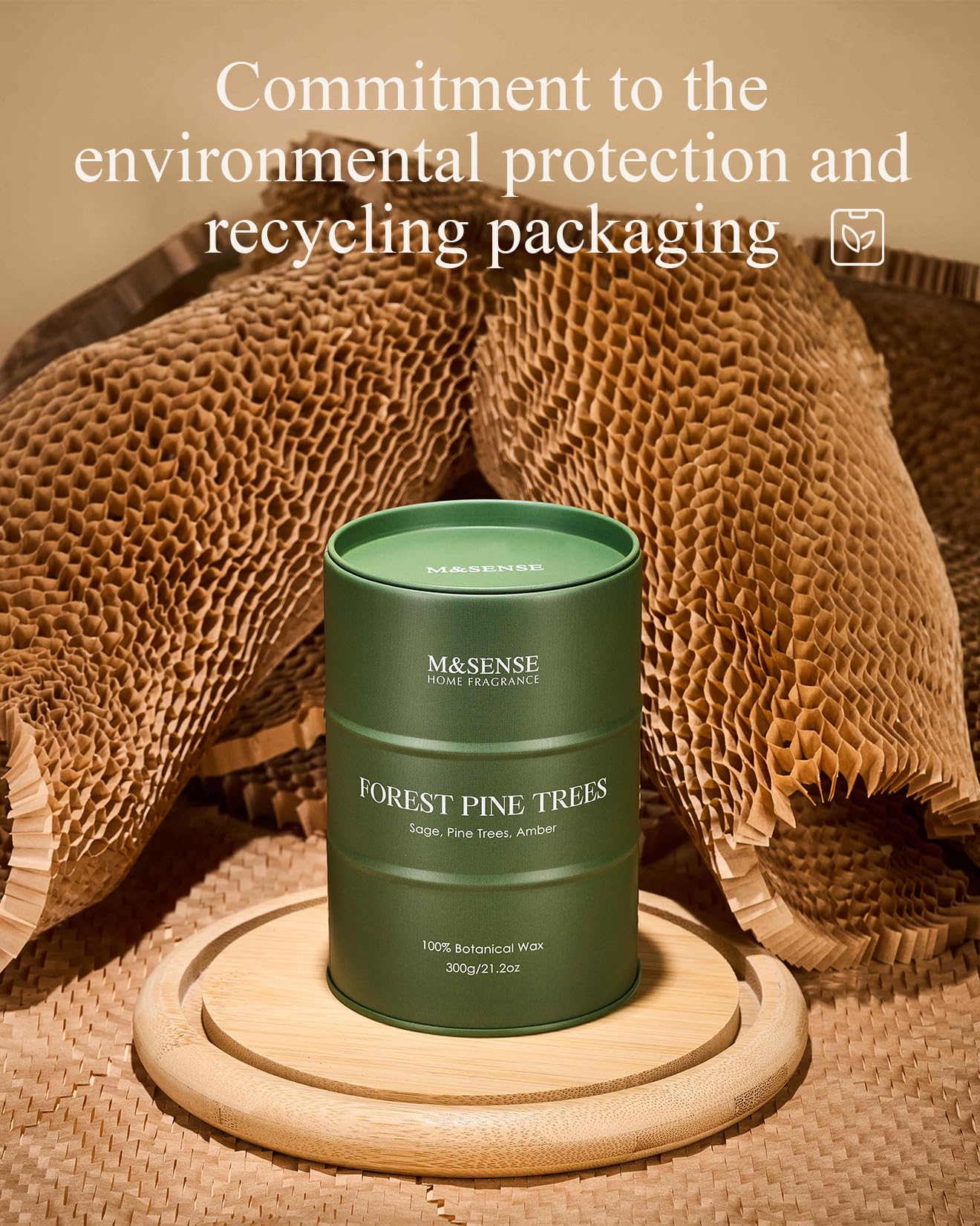 M&SENSE Frosted Pine Scented Candle – Natural Soy Blend, 11.3oz, 70-Hour Burn