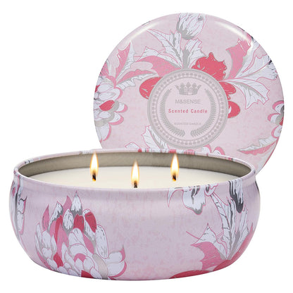 M&SENSE Fruity Rainbow 3-Wick Soy Tin Candle – 40+ Hour Burn Time, 100% Natural Vegan Wax