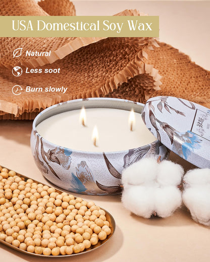 M&SENSE Happy Gardenia Scented Candle – 3-Wick Soy Tin, 40+ hrs, Vegan Wax