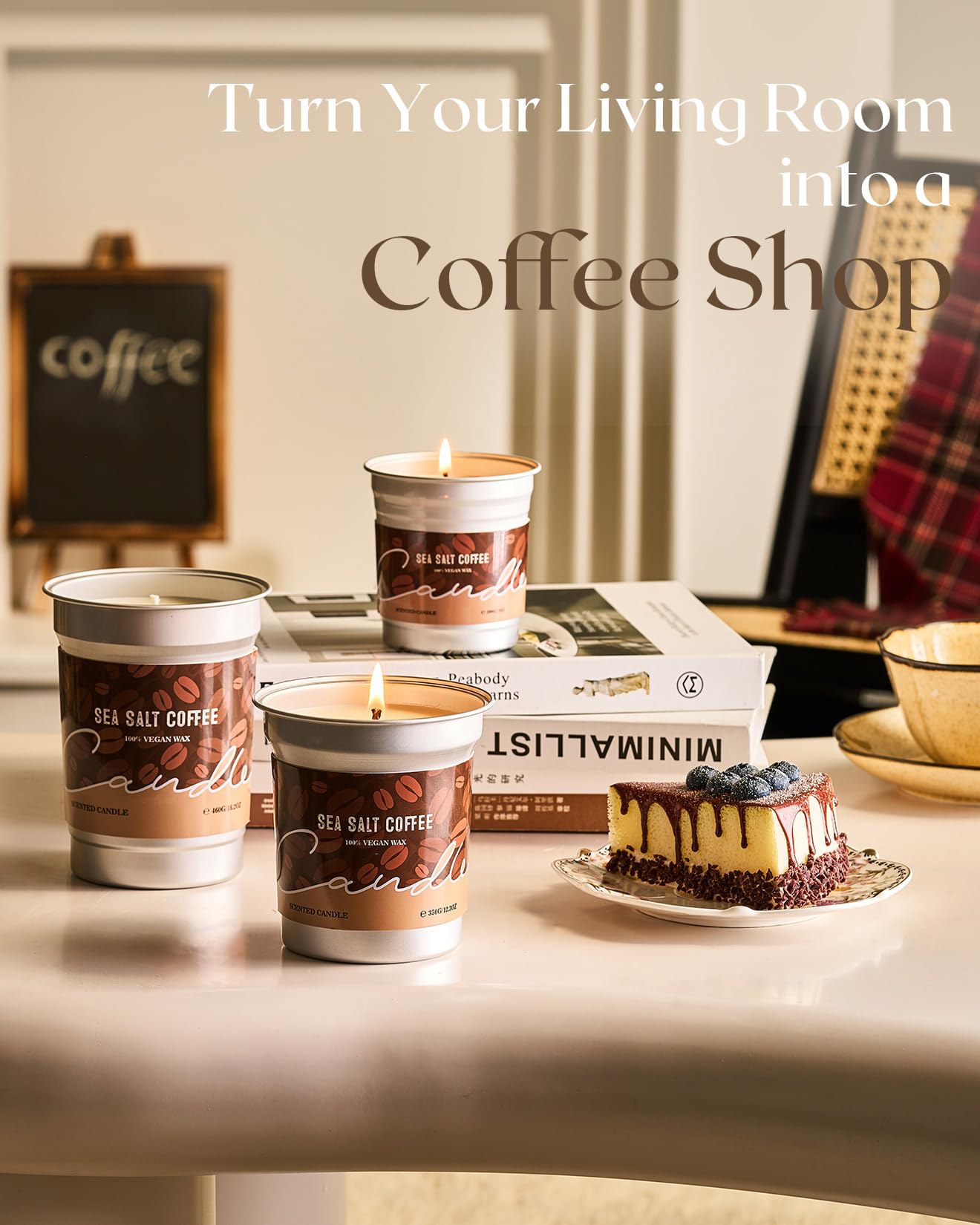 M&SENSE Iced Coffee Candle – 12.3oz Soy Wax, Sea Salt Scent, 75 Hours