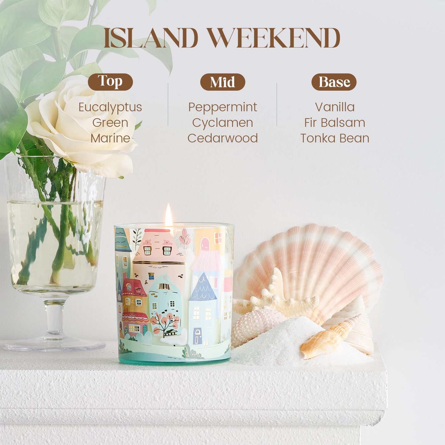 M&SENSE Island Weekend Candles – 10.2 oz Soy Wax, Non-Toxic, 60-Hour Burn