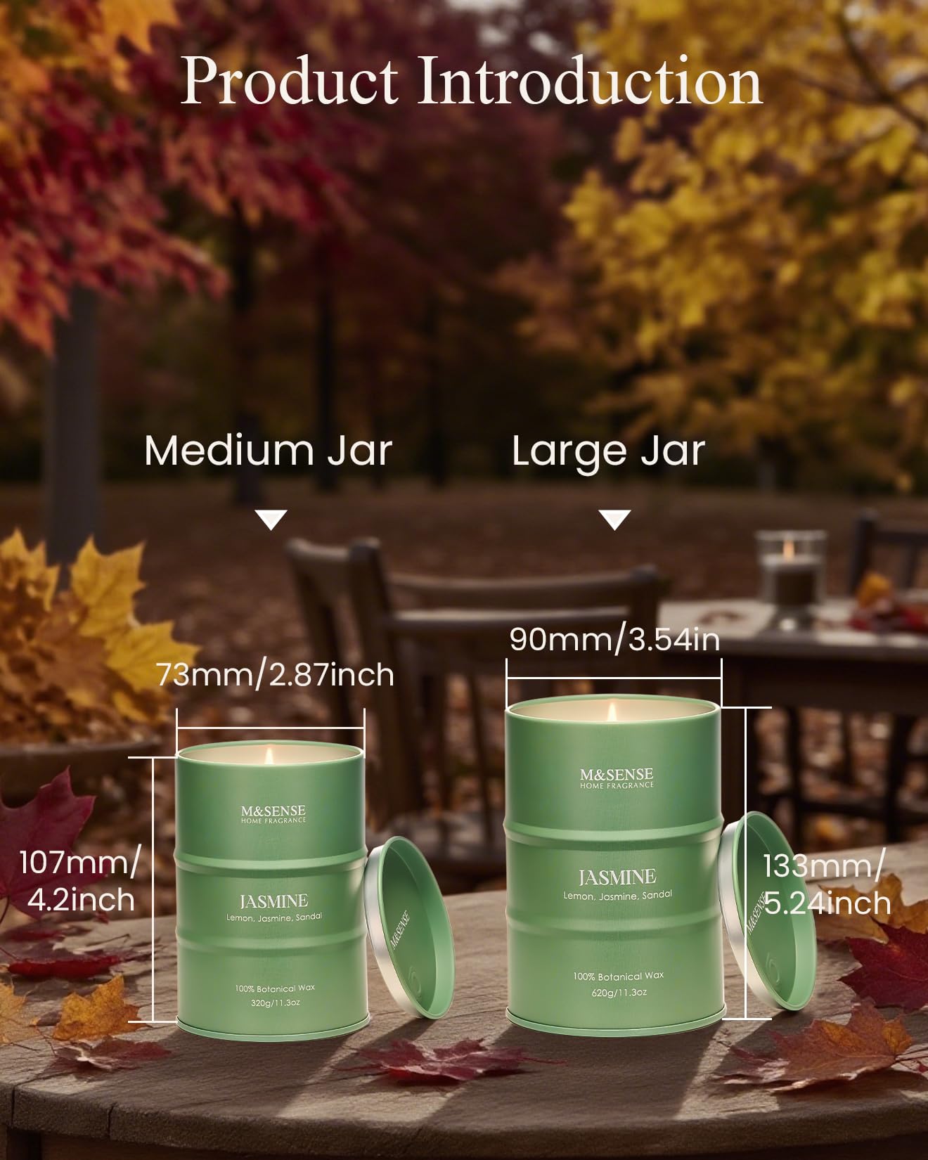 M&SENSE Jasmine Scented Candle – 21.2oz Natural Soy, 120-Hour Slow Burn | Aromatherapy