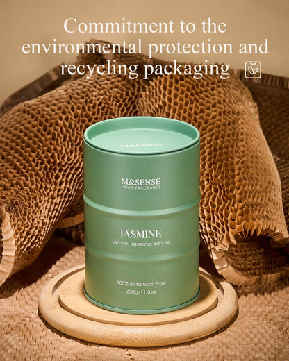 M&SENSE Jasmine Scented Candle – 21.2oz Natural Soy, 120-Hour Slow Burn | Aromatherapy