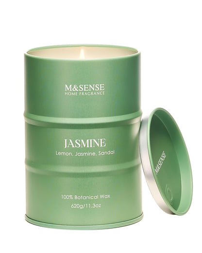 M&SENSE Jasmine Scented Candle – 21.2oz Natural Soy, 120-Hour Slow Burn | Aromatherapy