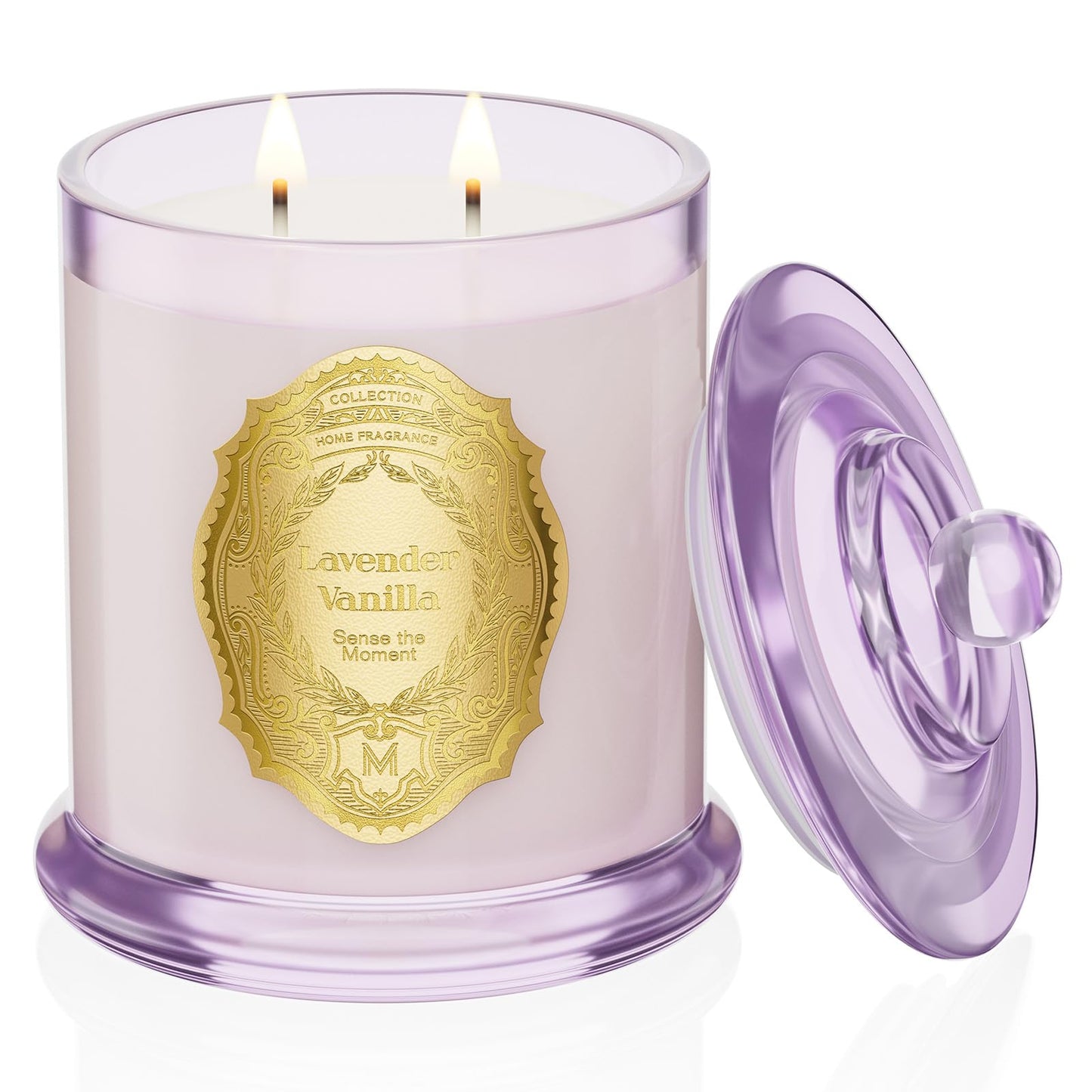 M&SENSE Lavender Vanilla Soy Candle – 12.7oz, 2-Wick, 70 Hours Burn Time