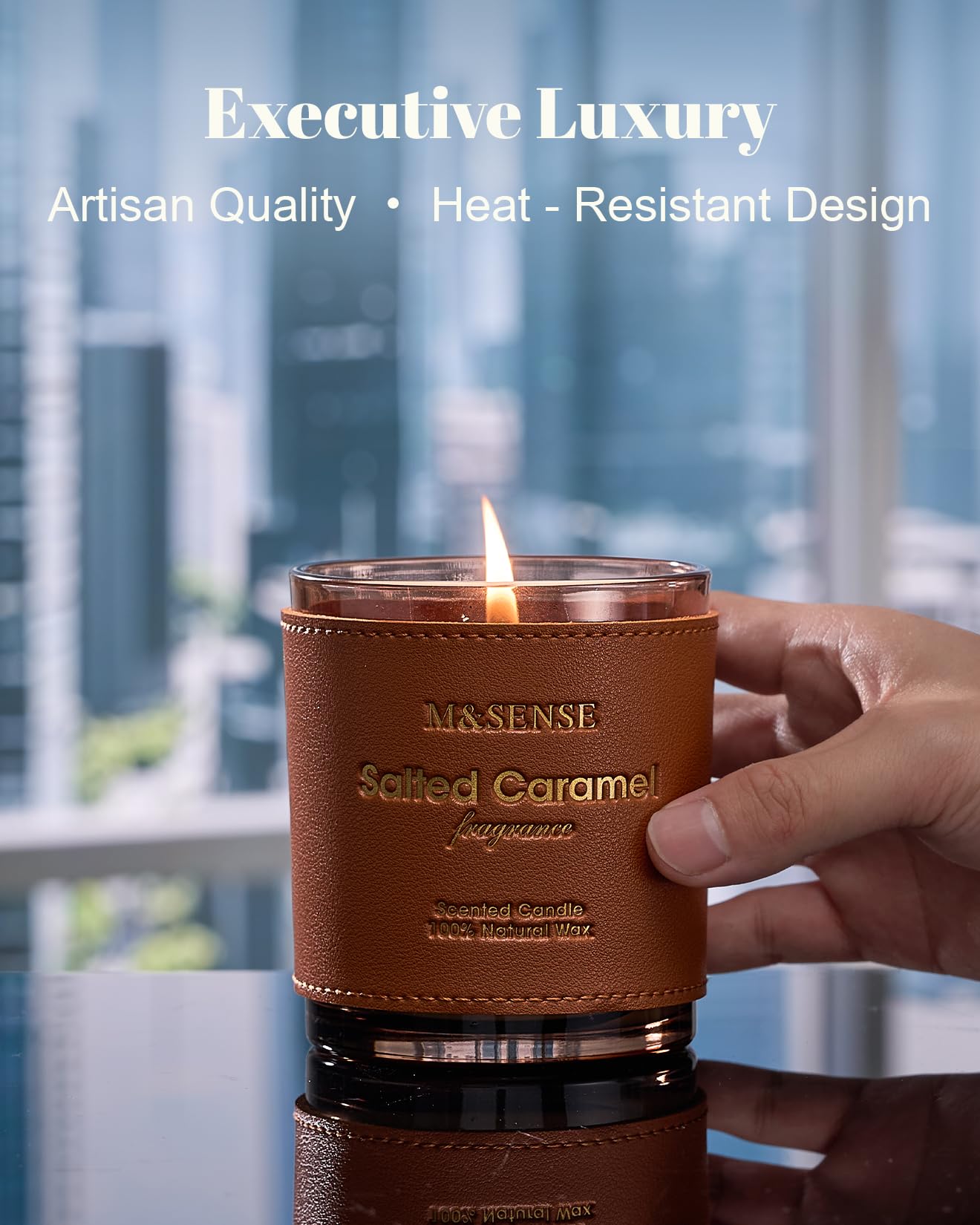 M&SENSE Cinnamon Tobacco Scented Candle – 10oz Vegan Soy Wax, 42-Hour Burn