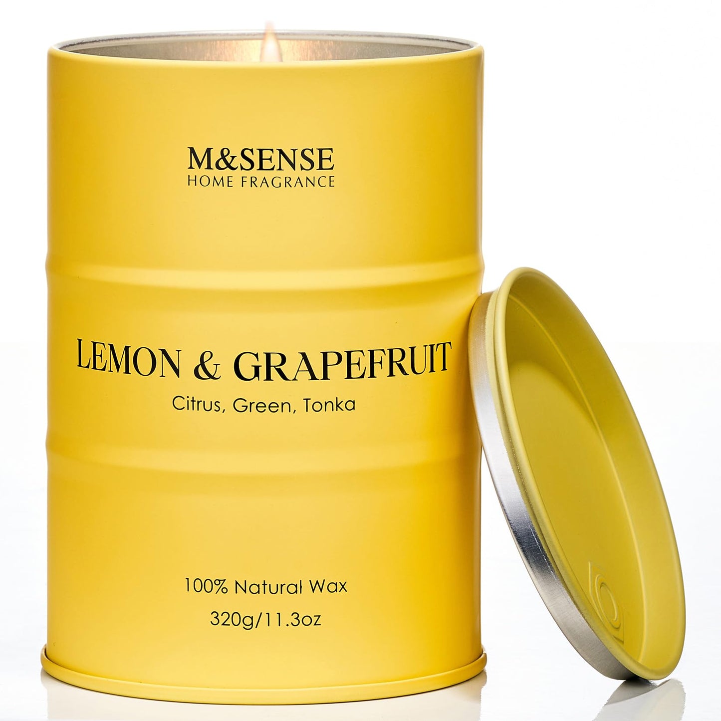 M&SENSE Lemon Candle – 11.3oz, 70-Hour Burn, Grapefruit Citrus Scent