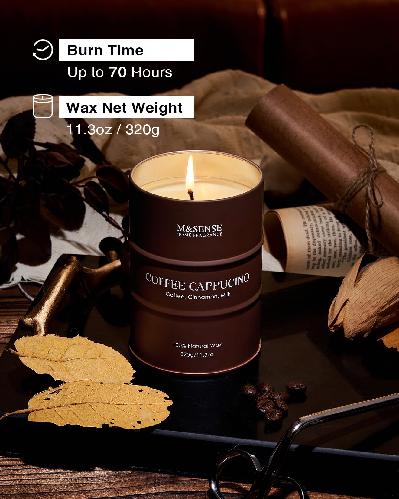 M&SENSE Lemon Candle – 11.3oz, 70-Hour Burn, Grapefruit Citrus Scent