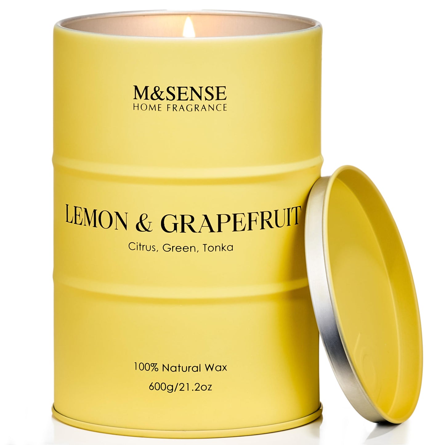 M&SENSE Lemon Candle Large - 21.2oz Soy Wax, 120h Burn Time