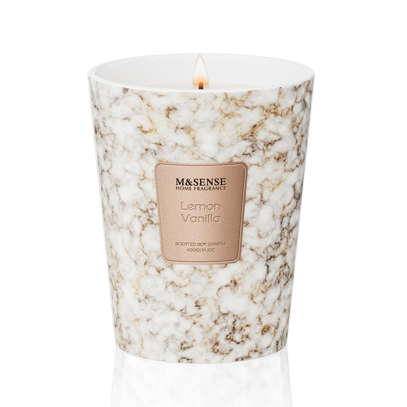 M&SENSE Lemon Vanilla Candle – 3-Wick, 14.1 oz, 75h Burn Time