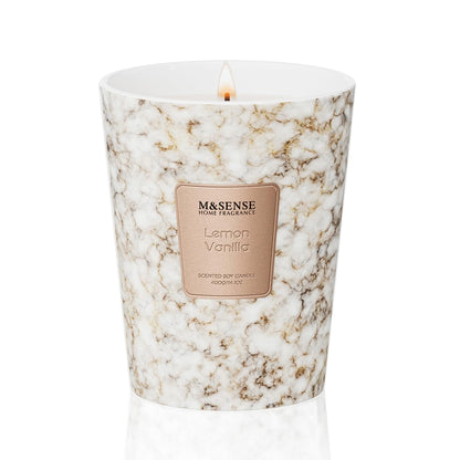 M&SENSE Lemon Vanilla Candle – 3-Wick, 14.1 oz, 75h Burn Time