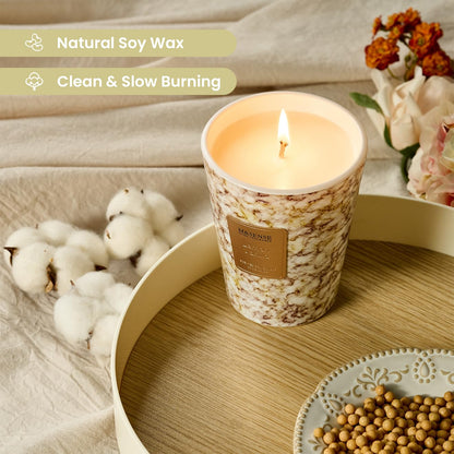 M&SENSE Lemon Vanilla Candle – 3-Wick, 14.1 oz, 75h Burn Time