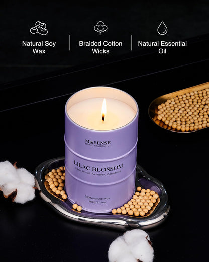 M&SENSE Lilac Blossom Soy Candle – 21.2oz for Stress Relief & Relaxation