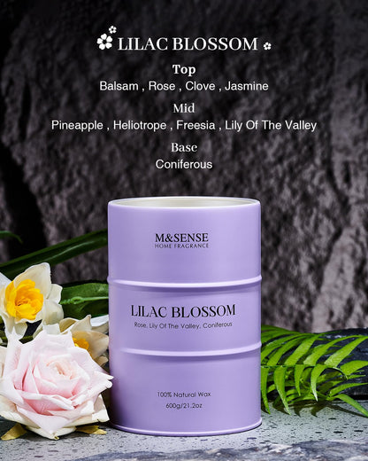 M&SENSE Lilac Blossom Soy Candle – 21.2oz for Stress Relief & Relaxation