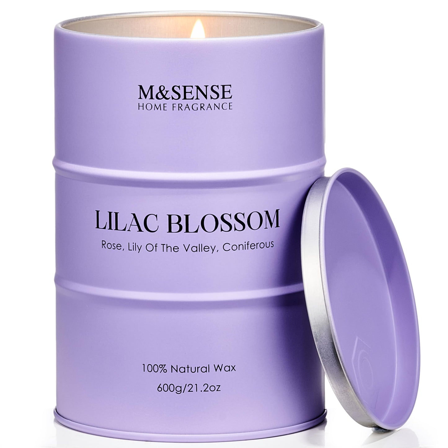 M&SENSE Lilac Blossom Soy Candle – 21.2oz for Stress Relief & Relaxation
