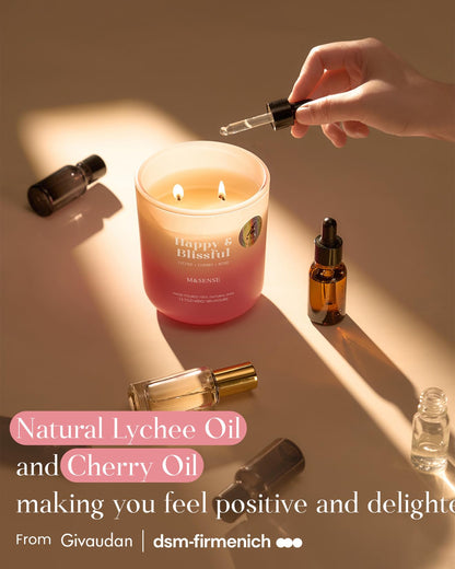 M&SENSE Lychee Cherry Rose Soy Candle – 14.1oz, 80-Hour Aromatherapy, Non-Toxic