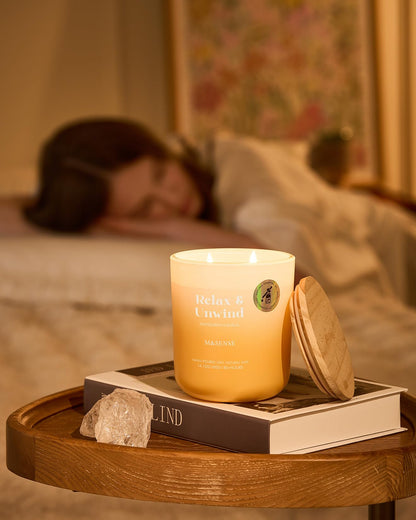 M&SENSE Mandarin Vanilla Candle – 80-Hour Non-Toxic Soy Wax Aromatherapy