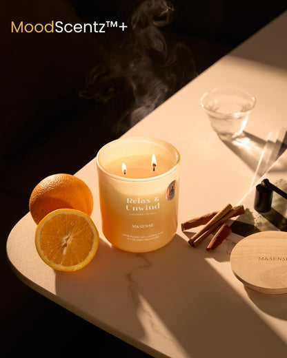 M&SENSE Mandarin Vanilla Candle – 80-Hour Non-Toxic Soy Wax Aromatherapy