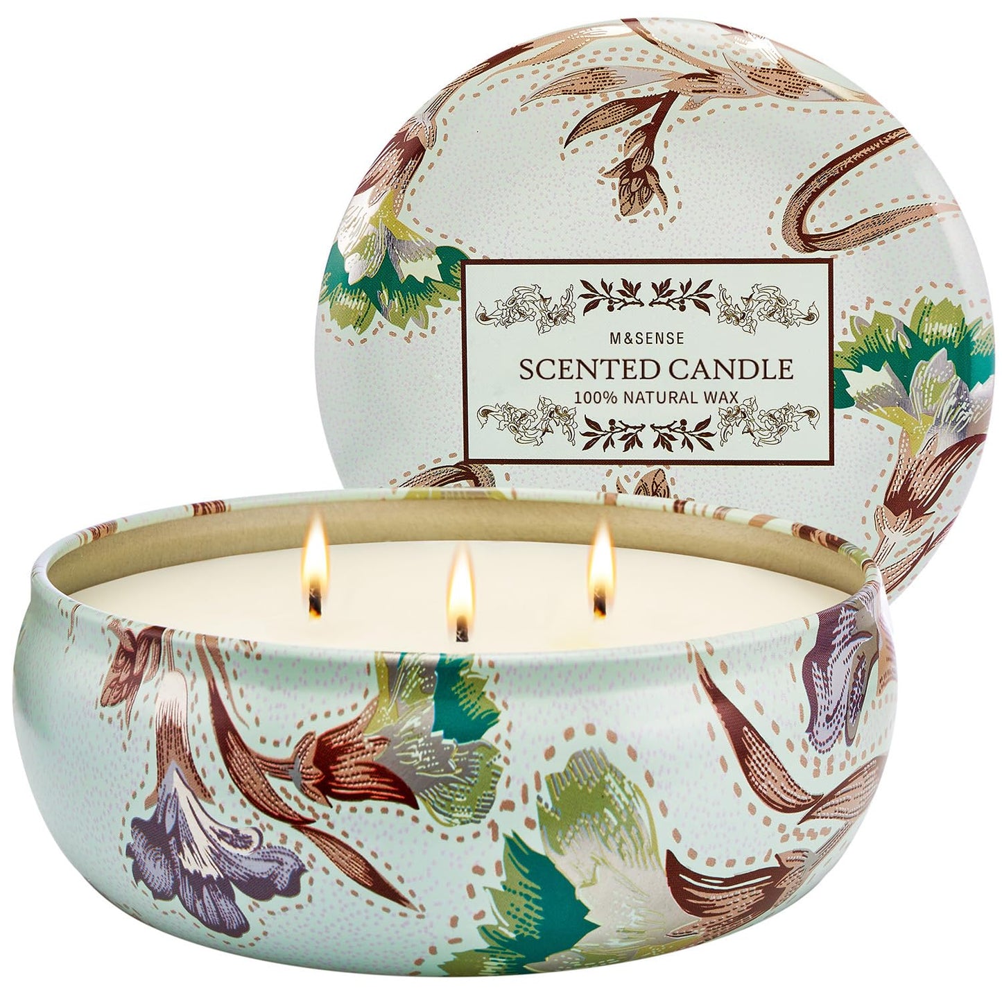 Mint Basil Scented Candles 12oz | 3-Wick Soy Travel Tin – 40 Hour Burn