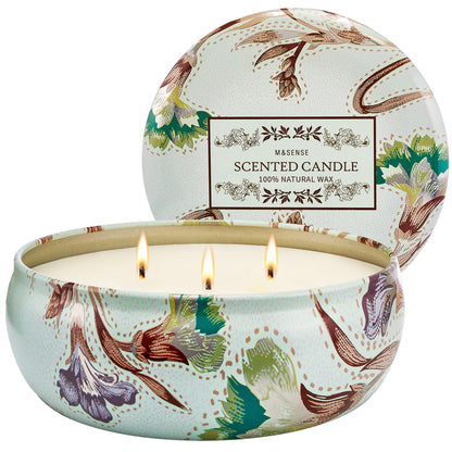 Mint Basil Scented Candles 12oz | 3-Wick Soy Travel Tin – 40 Hour Burn