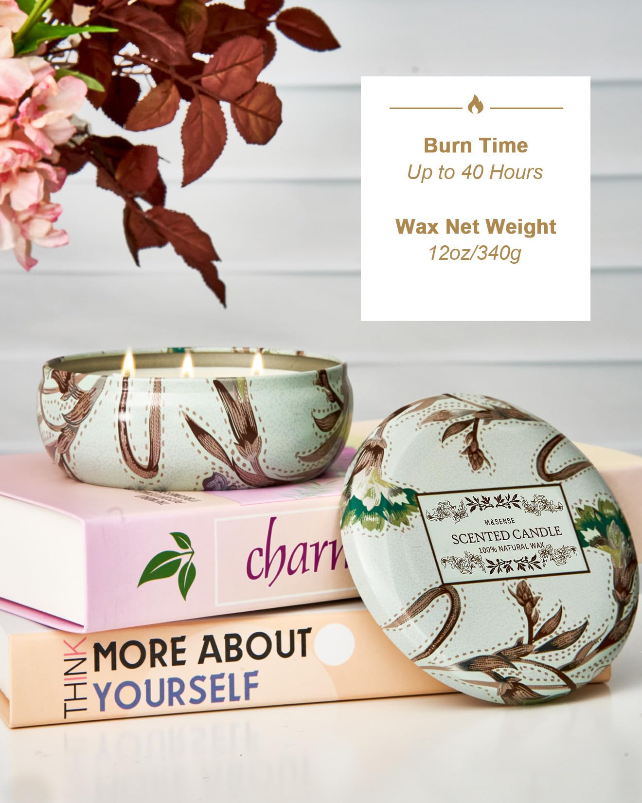Mint Basil Scented Candles 12oz | 3-Wick Soy Travel Tin – 40 Hour Burn