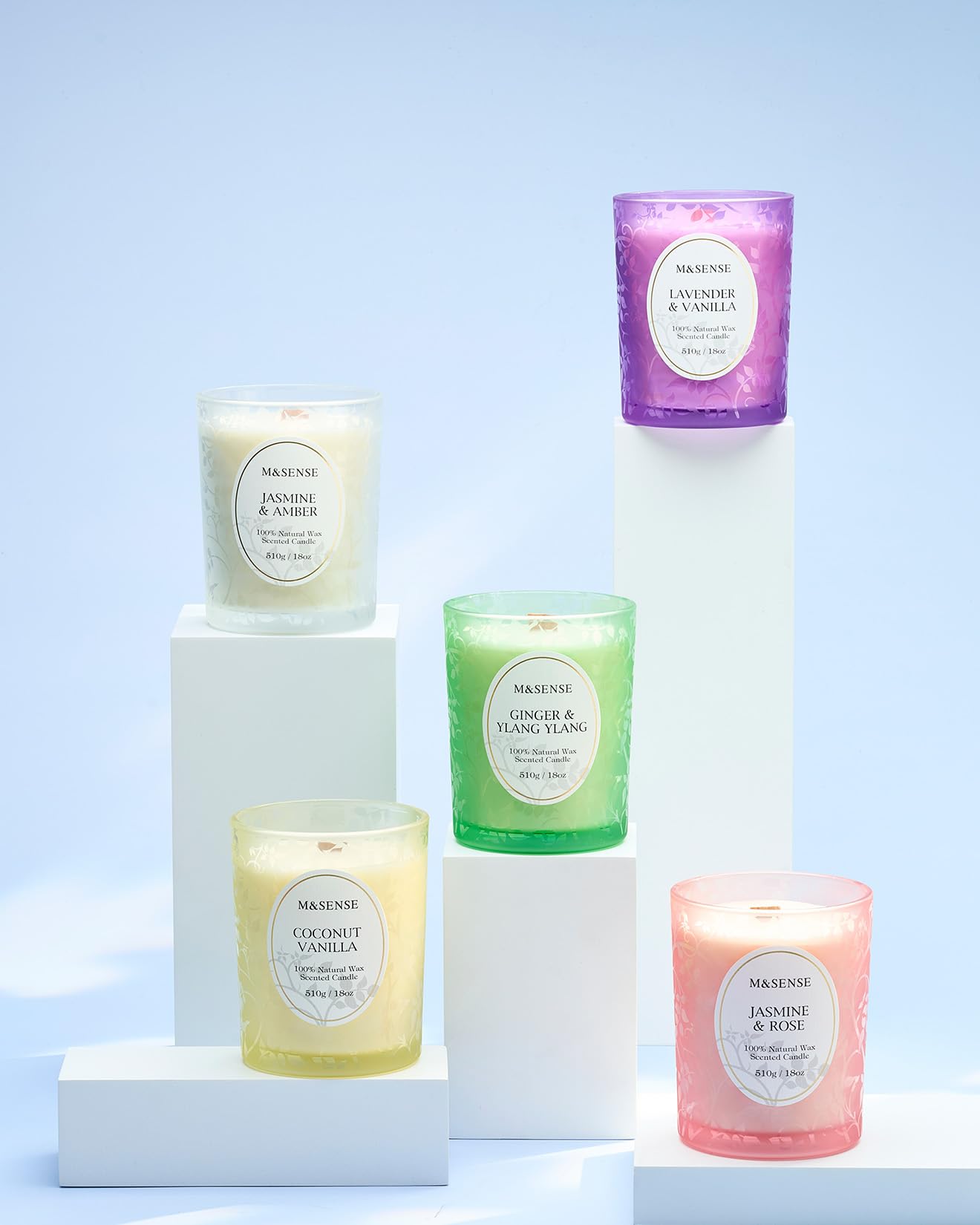 M&SENSE Misty Pine Forest Wood Wick Candle – 18oz, 100-Hour Natural Soy Wax