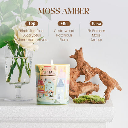 M&SENSE Moss Amber Candles – 10.2 oz Soy Wax, 60-Hr Non-Toxic Fragrance