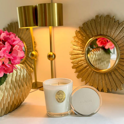M&SENSE Natural Soy Candle – Vanilla Dream & White | 9.2 oz, 50H Burn