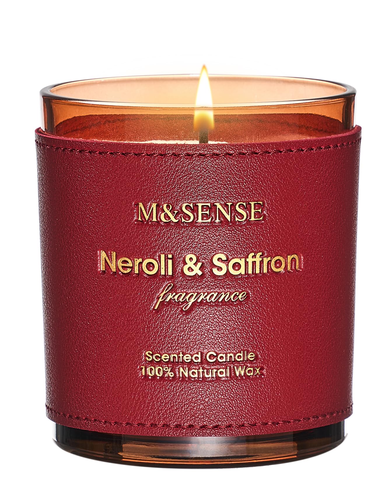 M&SENSE Neroli Saffron Scented Candle – Vegan Soy Wax, 10oz, 42-Hour Burn Time