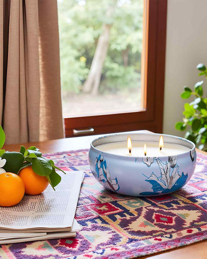 M&SENSE Ocean Waters 3-Wick Soy Tin Candle – 40-50h Burn Time, Vegan Wax