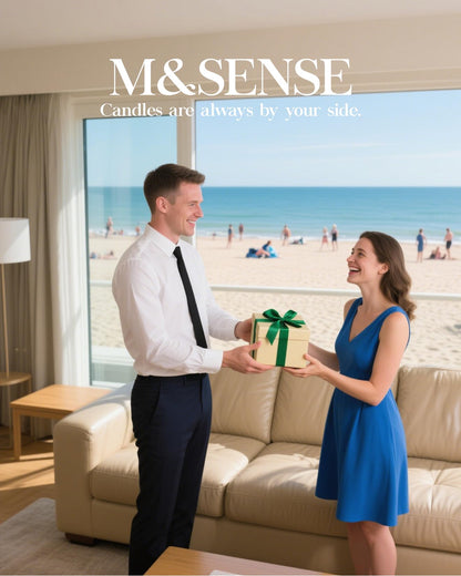 M&SENSE Oceanic Breeze Scented Candle – 11.3oz Soy Wax, 70-Hour Burn