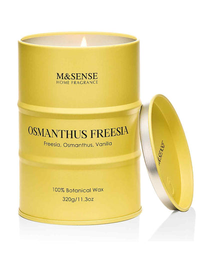 M&SENSE Osmanthus Freesia Scented Candle – Natural Soy Blend, Non-Toxic, Aromatherapy, 11.3oz, 70-Hour Burn, Gift for Women & Men