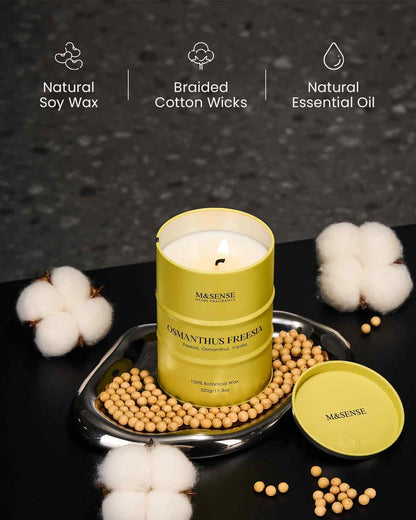M&SENSE Osmanthus Freesia Scented Candle – Natural Soy Blend, Non-Toxic, Aromatherapy, 11.3oz, 70-Hour Burn, Gift for Women & Men