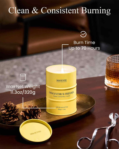 M&SENSE Osmanthus Freesia Scented Candle – Natural Soy Blend, Non-Toxic, Aromatherapy, 11.3oz, 70-Hour Burn, Gift for Women & Men
